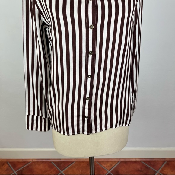 Jen’s Pirate Booty Brown Stripe Button Down Shirt - Picture 4 of 7
